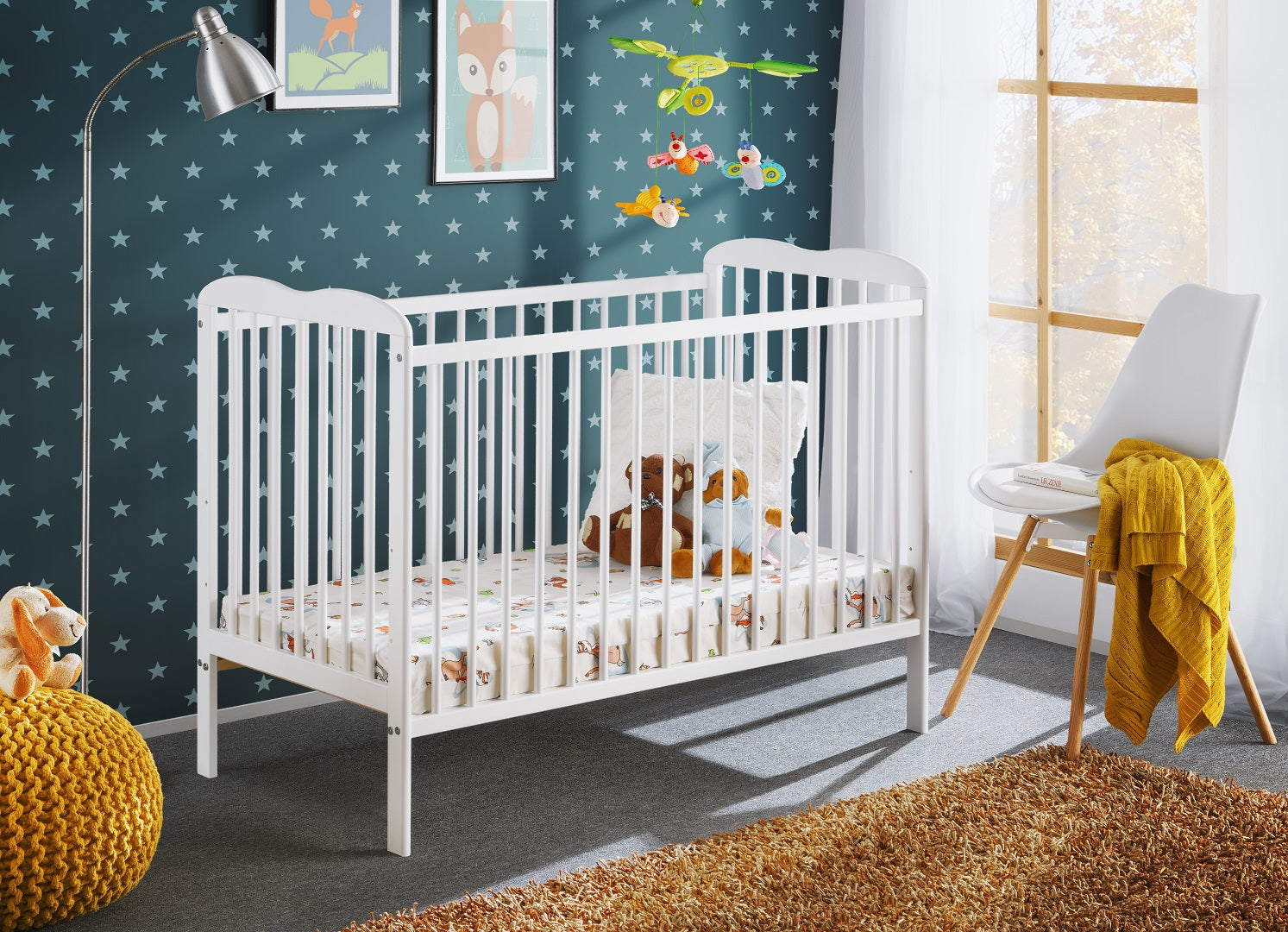 Bambino Aria baby cot in matt white