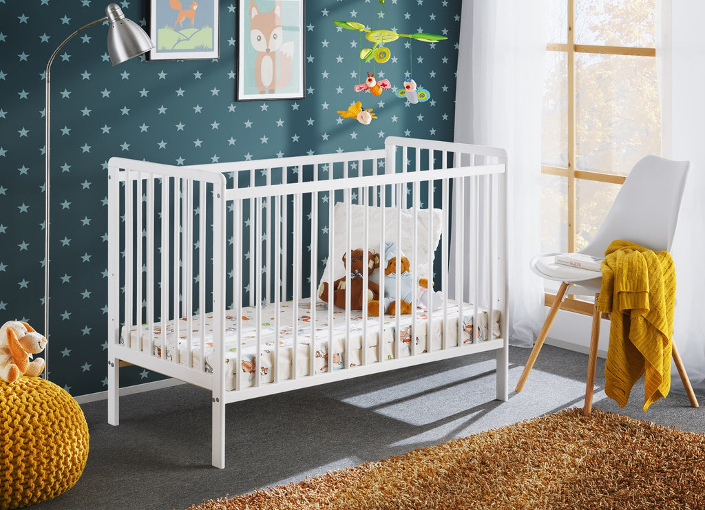 Bambino Plus baby cot with mattress in matt white