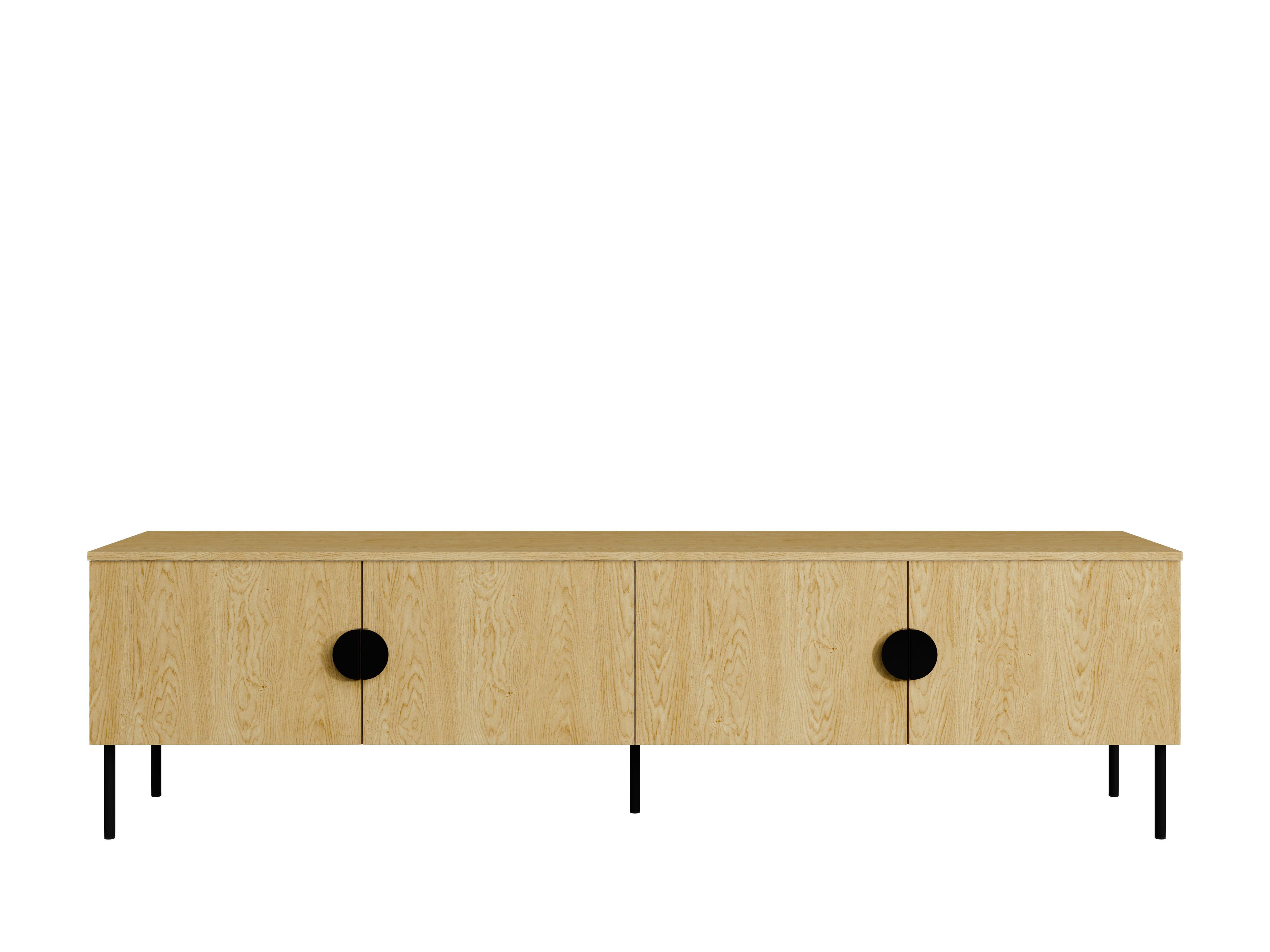 Nordo TV Stand — Baltic Oak, 4 Doors, Wide Modern Media Console