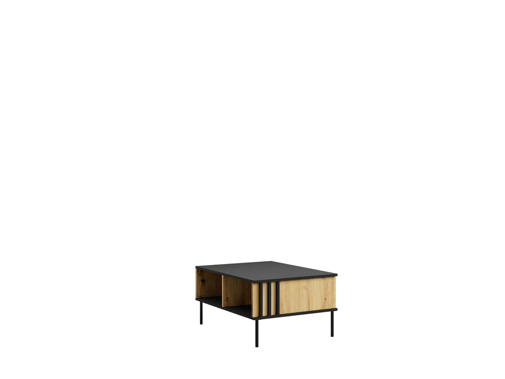 Lumio Living Room Set — Black & Artisan Oak, 5 Pieces TV Stand, Coffee Table, 2 Sideboards & LED Display Cabinet