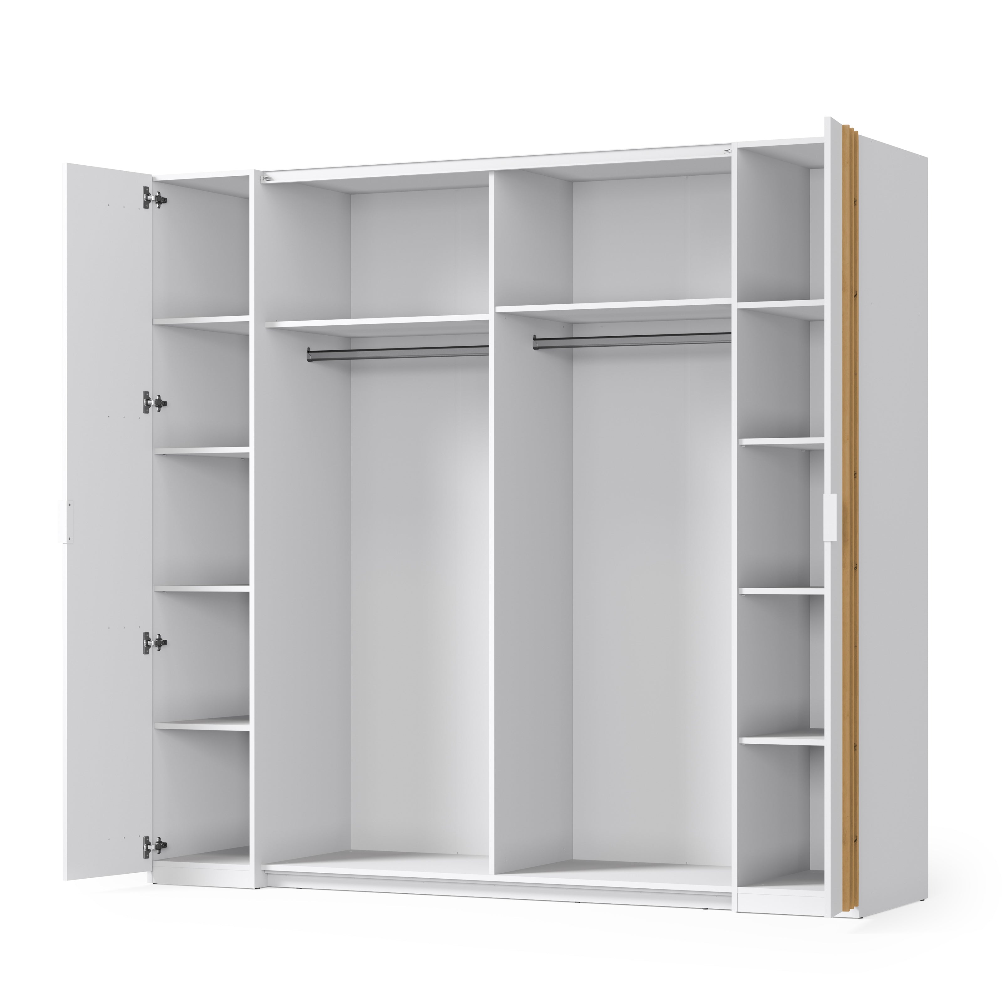 Sereno Bedroom Set — White & Artisan Oak, 3 Pieces — Bed, Mirrored Wardrobe & Chest
