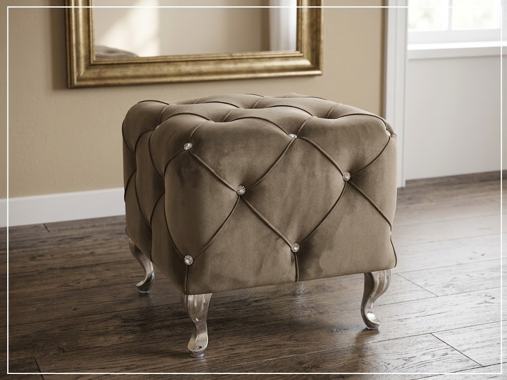Dune Pouf — Beige Velvet