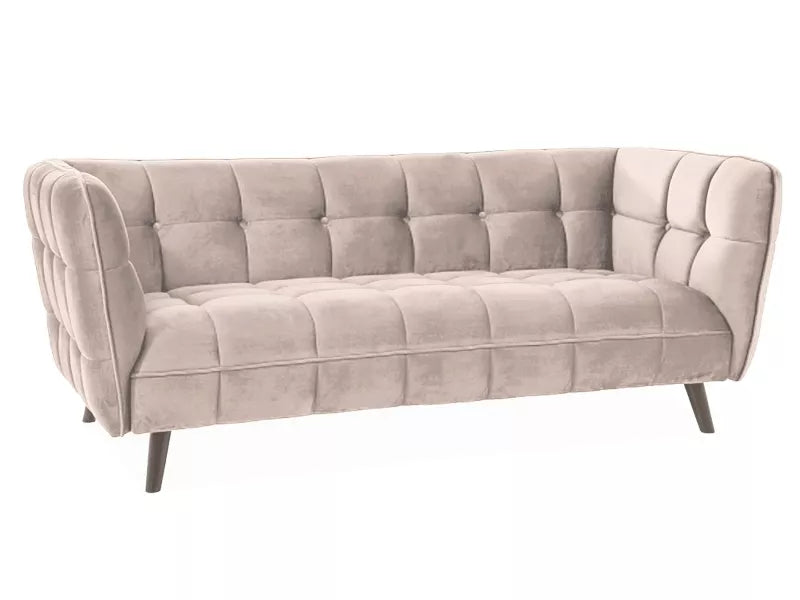 Eden 3-Seater Sofa — Beige Velvet, Wenge Wood Legs