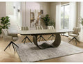 Esme Extending Dining Table — Beige Mont Blanc Ceramic, Seats 8–10