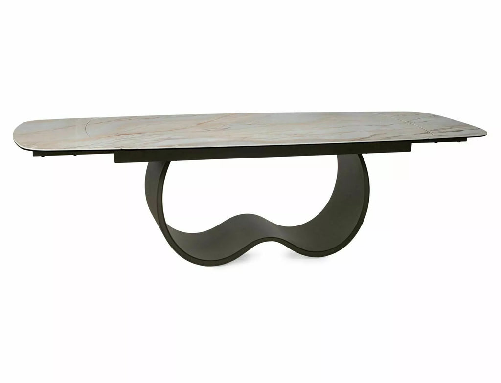 Esme Extending Dining Table — Beige Mont Blanc Ceramic, Seats 8–10