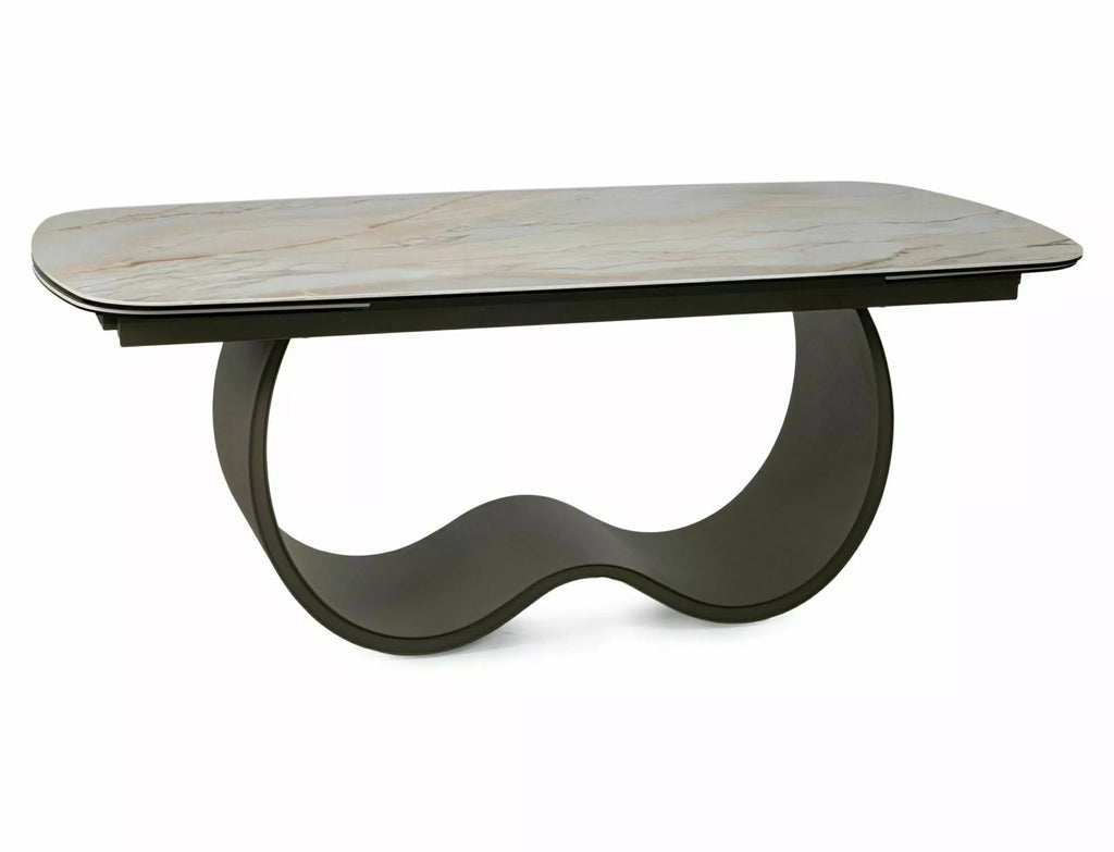 Esme Extending Dining Table — Beige Mont Blanc Ceramic, Seats 8–10