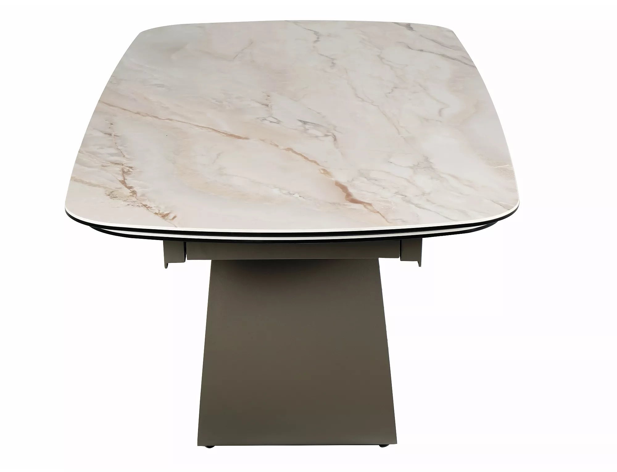 Esme Extending Dining Table — Beige Mont Blanc Ceramic, Seats 8–10