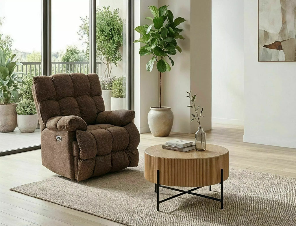 Halo Reclining Relax Armchair — Beige Fabric