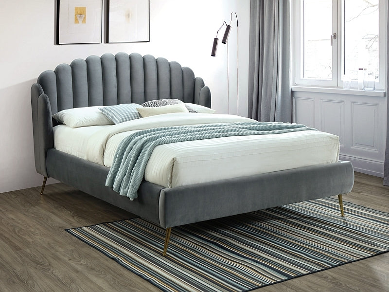 Iris Upholstered Bed — Grey, 160×200