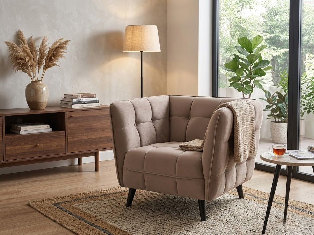 Cove Pouf — Beige Velvet