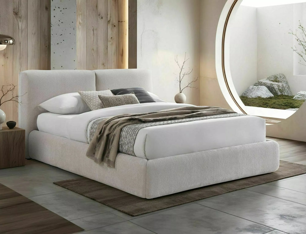 Lyra Upholstered Storage Bed — Beige, 160×200, Gas-Lift Base