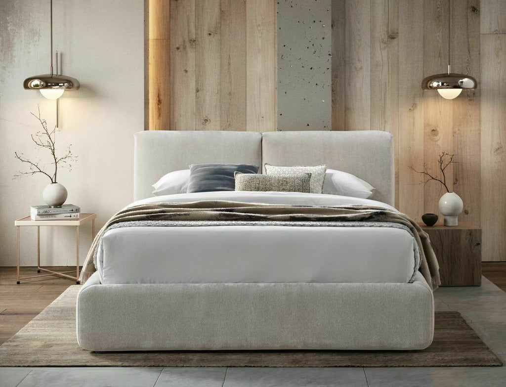 Lyra Upholstered Storage Bed — Beige, 160×200, Gas-Lift Base