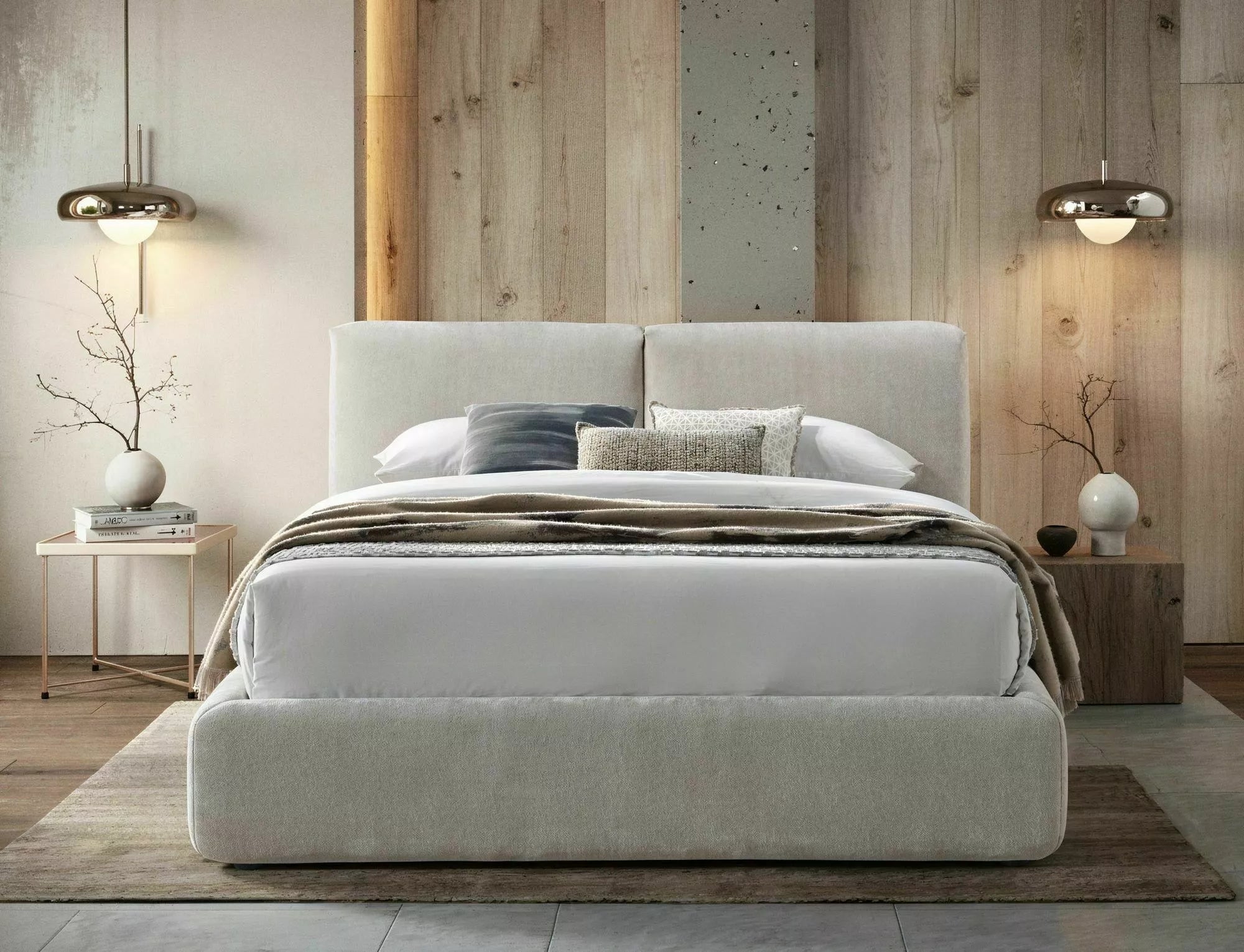 Lyra Upholstered Storage Bed — Beige, 160×200, Gas-Lift Base