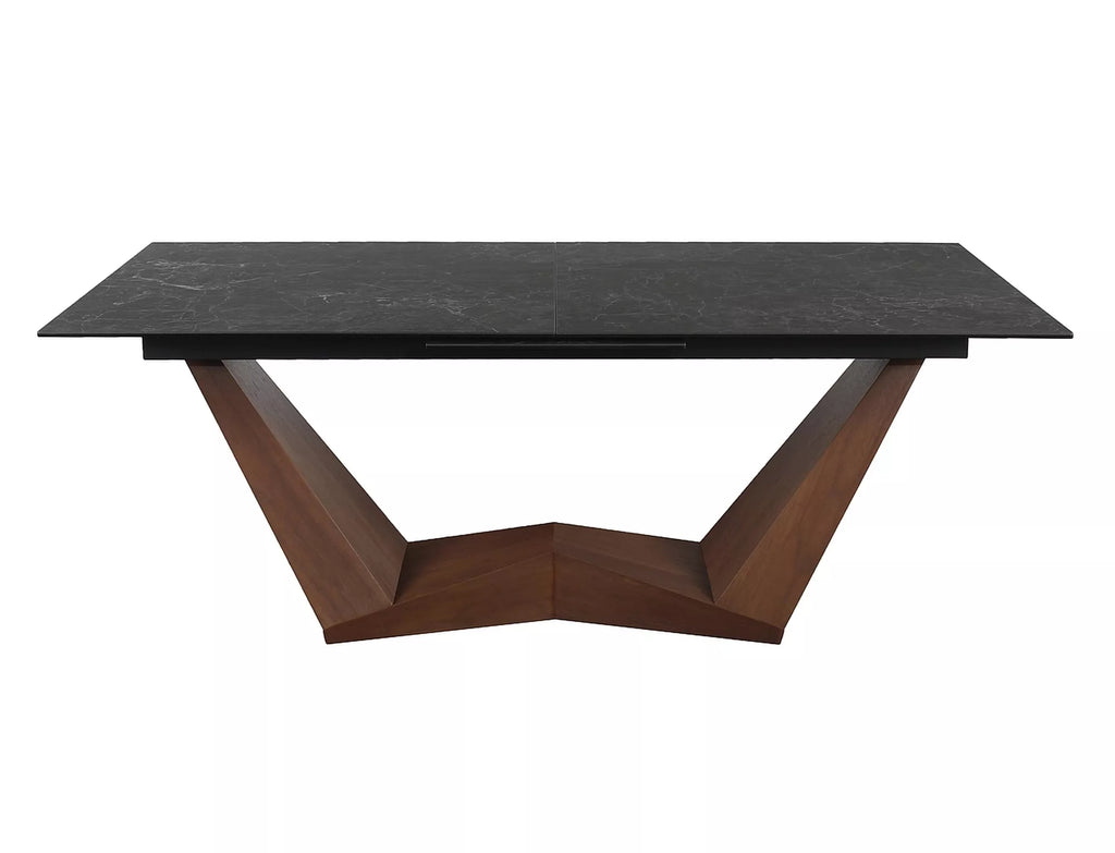 Maren Extending Dining Table — Black Ceramic, Seats 6–10