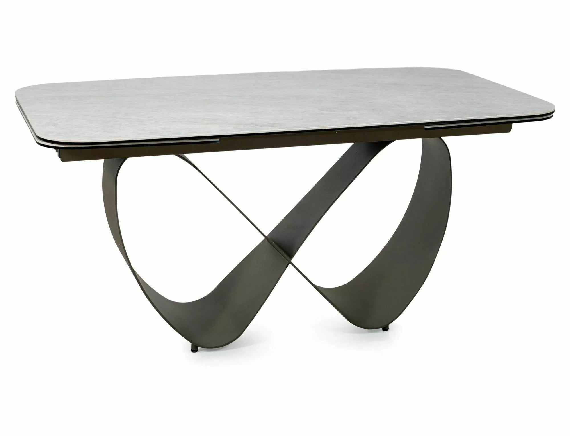 Orla Extending Dining Table — Beige Taj Mahal Ceramic, Copper Base, Seats 6–10
