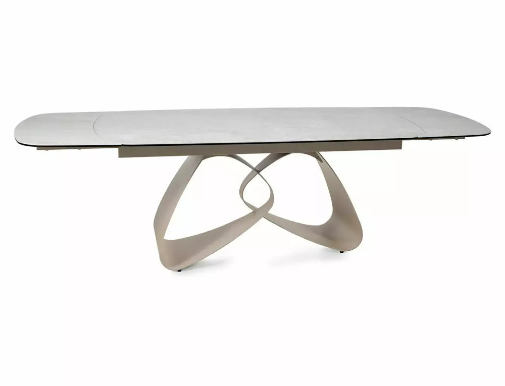 Sena Extending Dining Table — Beige Ceramic, Seats 6–10