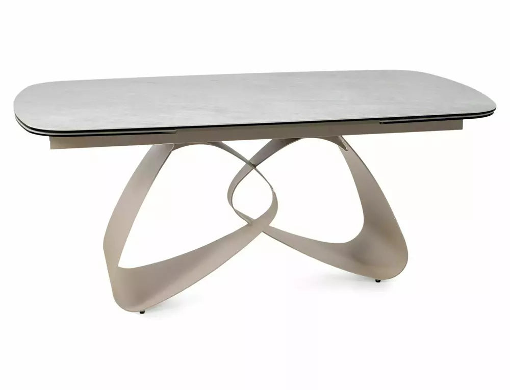Sena Extending Dining Table — Beige Ceramic, Seats 6–10
