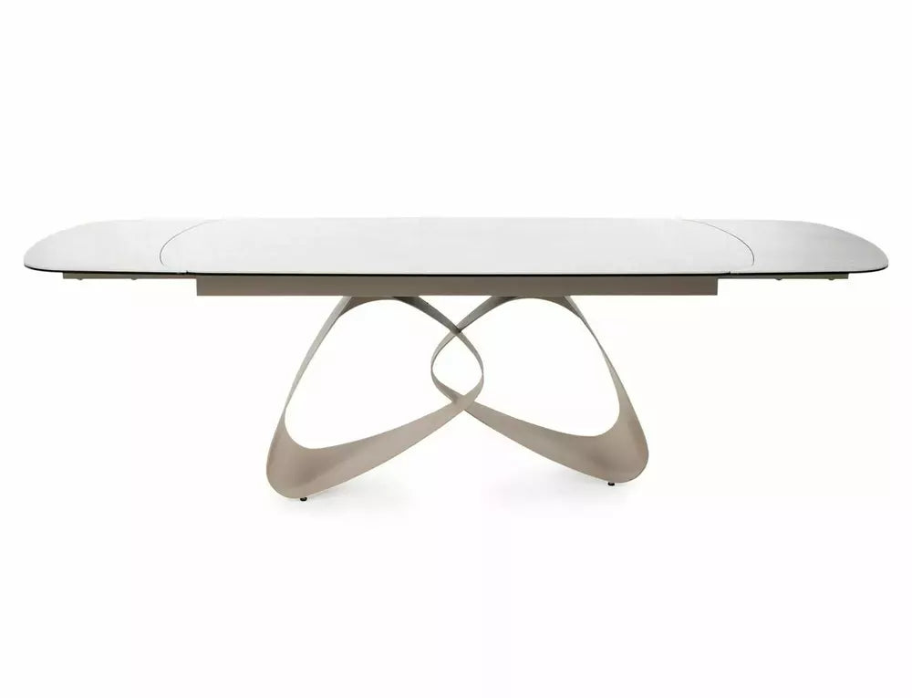 Sena Extending Dining Table — Beige Ceramic, Seats 6–10