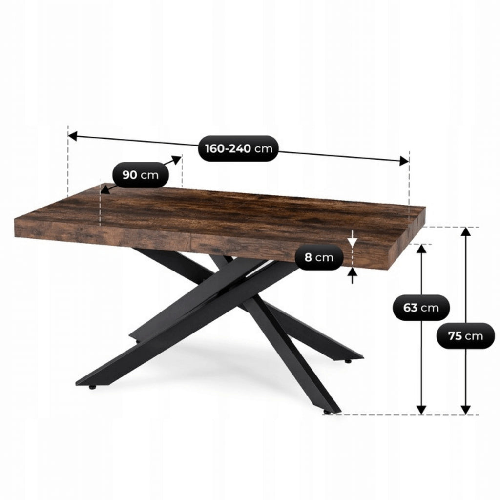 Brooklyn Extending Dining Table — Rustic Oak, Seats 6–8