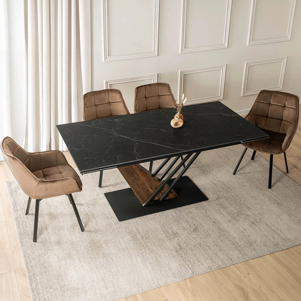 Nero Extending Dining Table — Black Ceramic, Seats 6–8