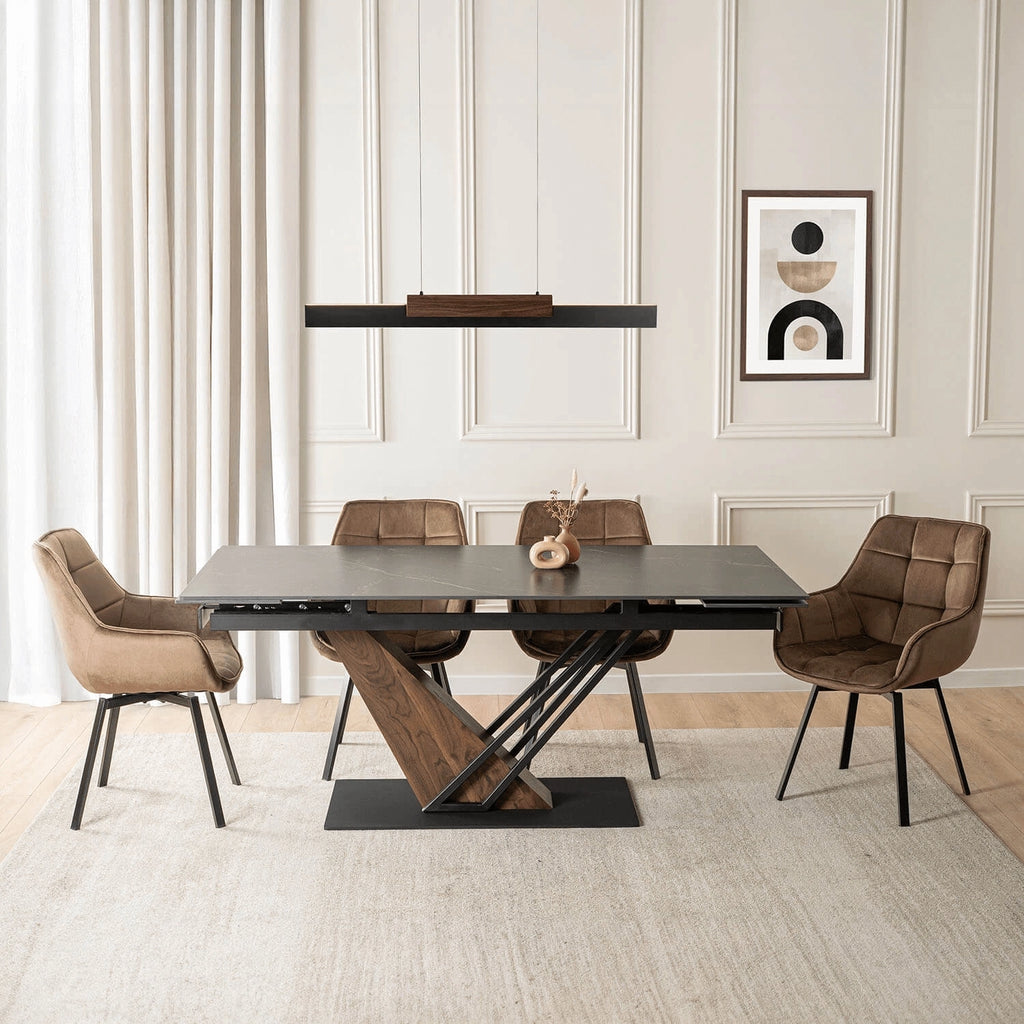 Nero Extending Dining Table — Black Ceramic, Seats 6–8