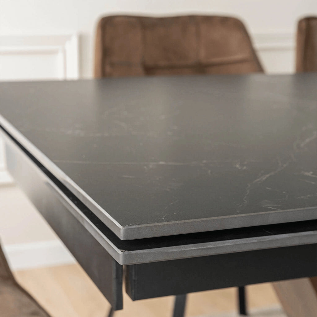 Nero Extending Dining Table — Black Ceramic, Seats 6–8