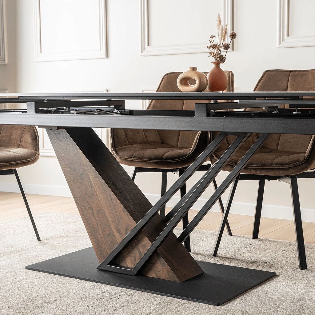 Nero Extending Dining Table — Black Ceramic, Seats 6–8