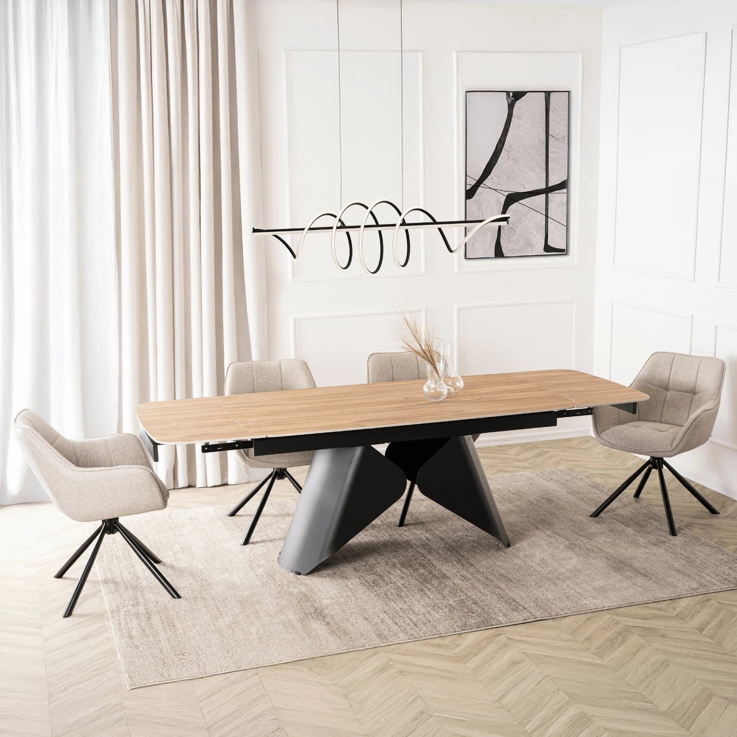 Toscana Extending Dining Table — Oak Ceramic, Seats 6–8