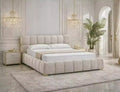 Tara Upholstered Storage Bed — Beige, 160×200, Gas-Lift