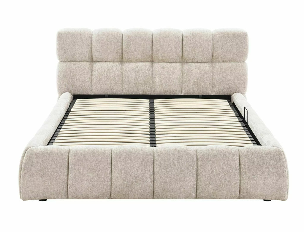 Tara Upholstered Storage Bed — Beige, 160×200, Gas-Lift