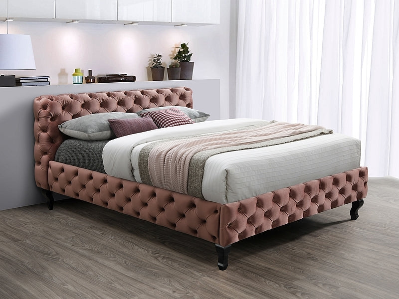 Vela Upholstered Bed — Antique Rose, 160×200,