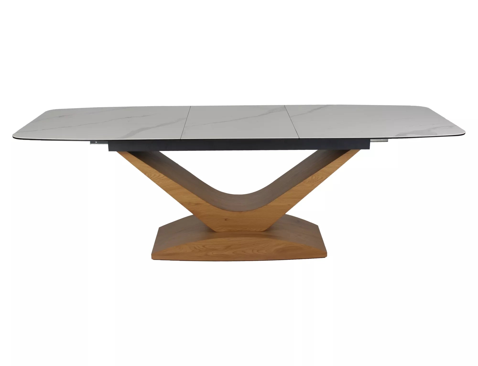 Vera Extending Dining Table — White Ceramic, Seats 6–10