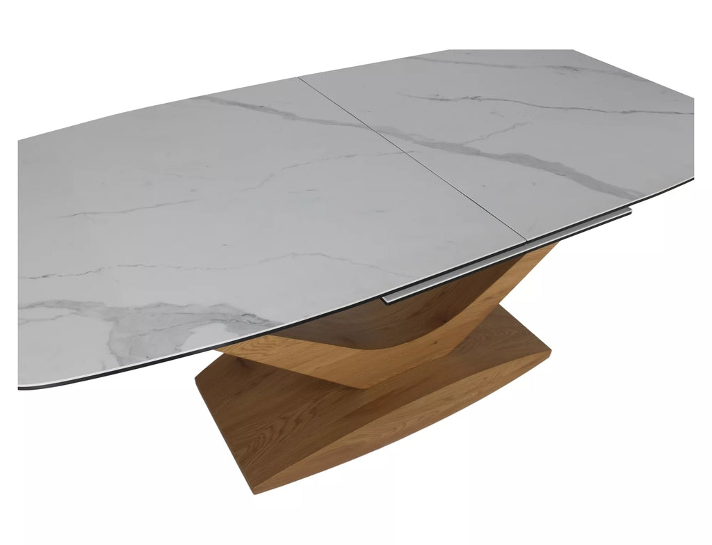 Vera Extending Dining Table — White Ceramic, Seats 6–10