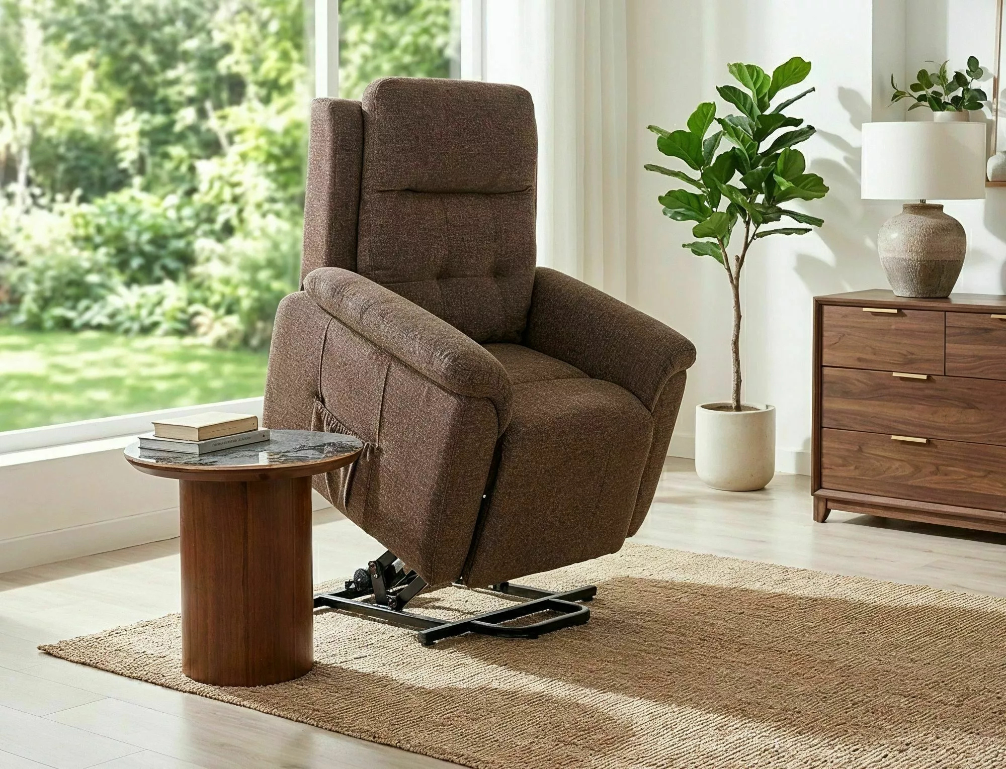 Vesta Reclining Relax Armchair — Beige Fabric