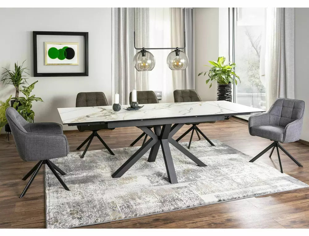 Wren Extending Dining Table — Black Ceramic, Seats 6–10