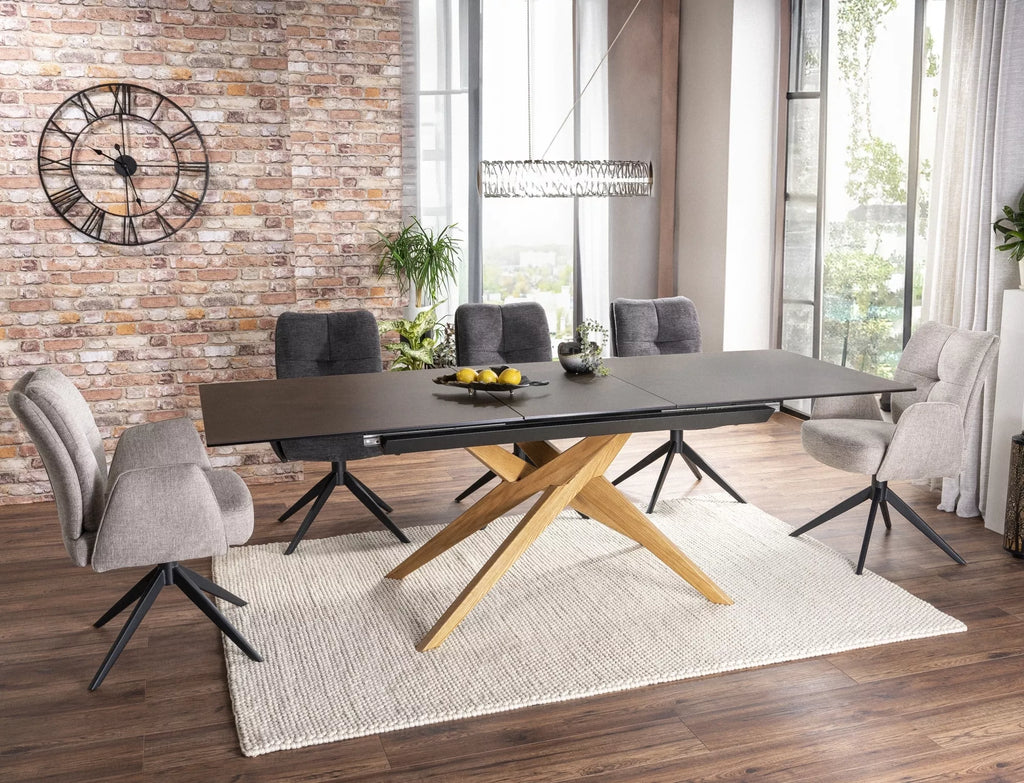 Yara Extending Dining Table — Brown Oxide Ceramic, Seats 6–10