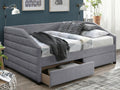 Zara Upholstered Storage Bed — Grey, 120×200, Storage